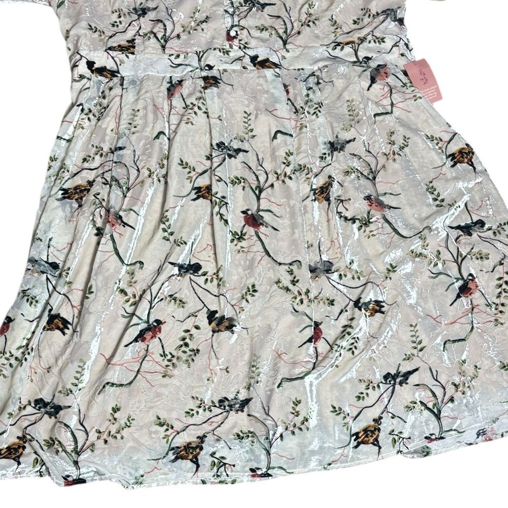 Ivy city co women’s 5x Delaney dress in white velvet burnout bird print new - Picture 4 of 9